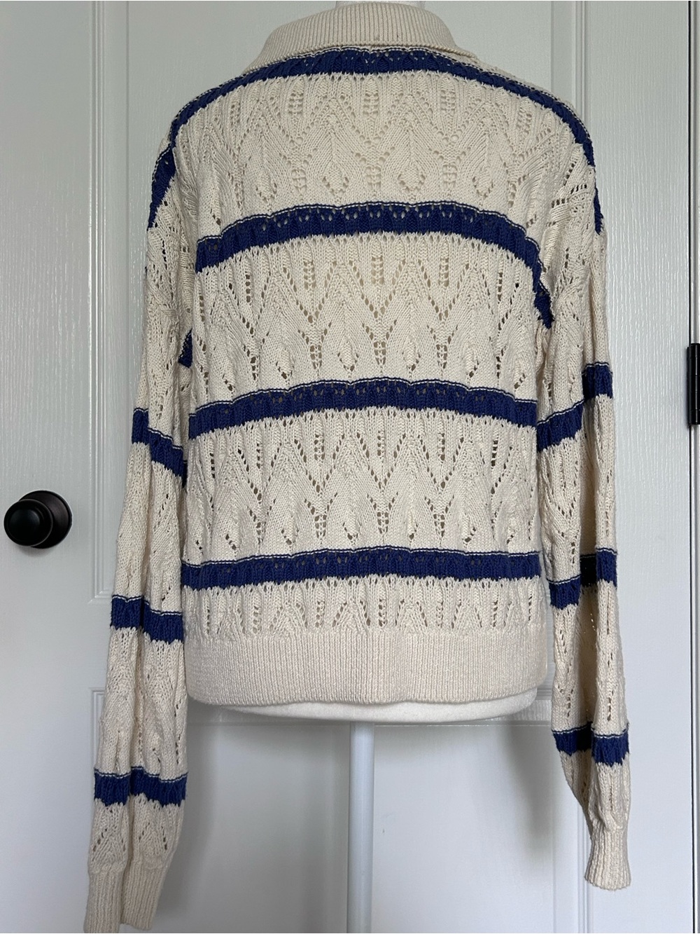 Cream Airy Open-Knit Lightweight Sweater Coastal Cottagecore Beachy Medium - Picture 7 of 14